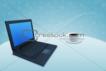 laptop with coffee