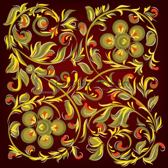 abstract black background with floral ornament
