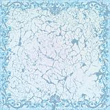 abstract cracked white background with blue floral ornament