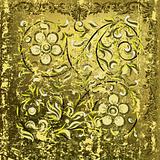 abstract floral ornament on rusty green background