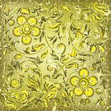 abstract gold background with cracked floral ornament