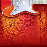 abstract red cracked background electric guitar