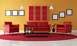 red and orange living room