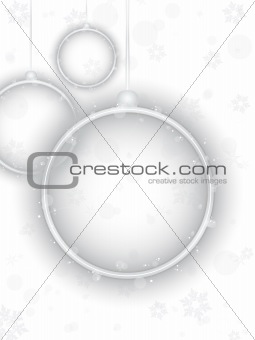 Silver Neon Christmas Ball on White Background