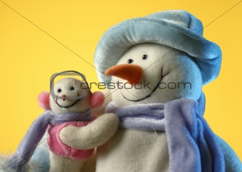 Snowman with his little baby