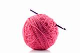Pink yarn and crotchet hook