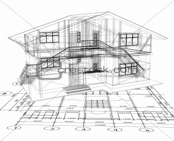 Architecture Blueprint Of A House. Vector