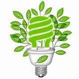 Energy Saving Eco Lightbulb with Green Leaves