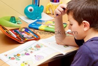 boy doing homework 