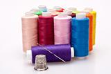 colored thread for sewing with needle and thimble 