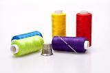 colored thread for sewing with needle and thimble