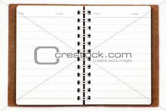 blank background. paper spiral notebook isolated on white