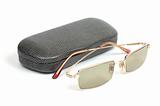 Eyeglasses and gray case
