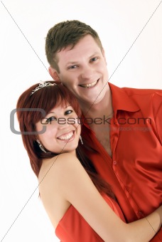 Young couple in red