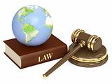 Judicial 3d gavel and Earth