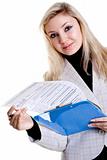 business woman in a jacket with clipboard