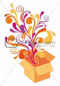 gift box with floral design, vector