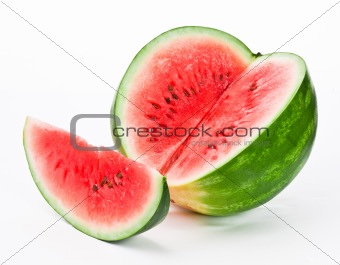 cut watermelon on a white background