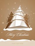 Folded paper Christmas tree greeting card