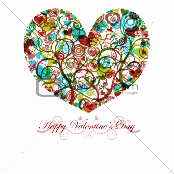 Happy Valentines Day Heart with Colorful Swirls