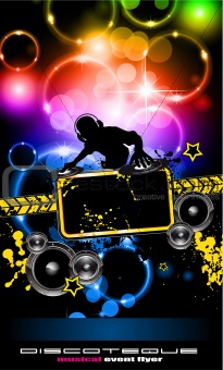Discoteque Music Flyer with Attractive Rainbow Colours