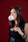 New Jersey housewife blowing a bubble