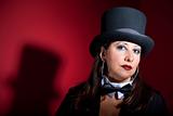 Beautiful women in top hat and bow-tie