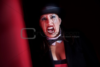 Vampire woman in top hat