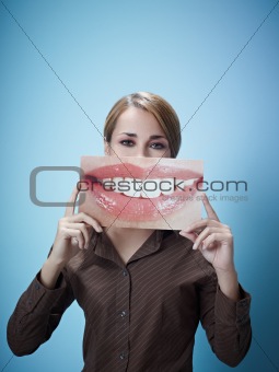 businesswoman with big mouth
