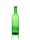 one empty green wine bottles isolated on white background