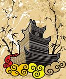 Chinese pagoda abstract background