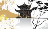 Chinese pagoda abstract background