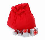 sack of Santa Claus and gifts