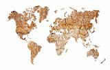 World map - continents from dry deserted soil
