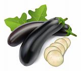 aubergine with leaves