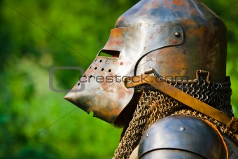 man in knight's helmet