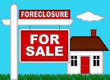 Real Estate Home Foreclosure with For Sale Sign