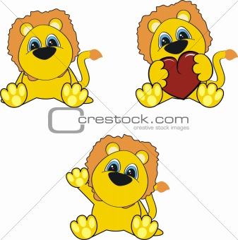 lion baby cartoon set