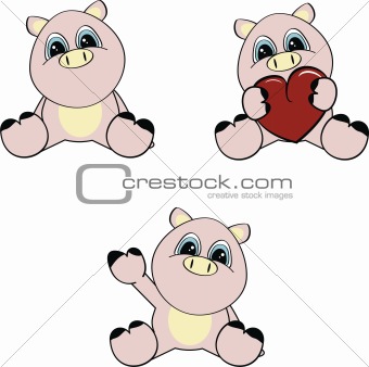 pig baby cartoon set