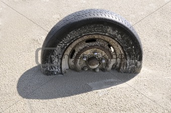 Vehicle wheel in sand