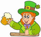 Cartoon leprechaun with beer