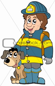 Firefighter with dog