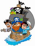 Ship with various cartoon pirates