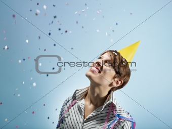 businesswoman with confetti
