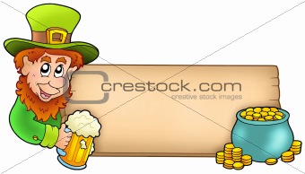 Board with leprechaun and gold