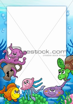 Frame with various marine animals