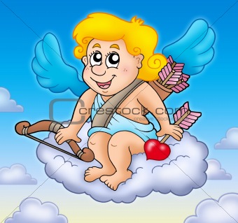 Happy Cupid on sky