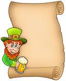 Parchment with leprechaun and beer