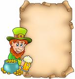 Parchment with leprechaun and gold
