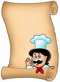 Parchment with lurking cartoon chef